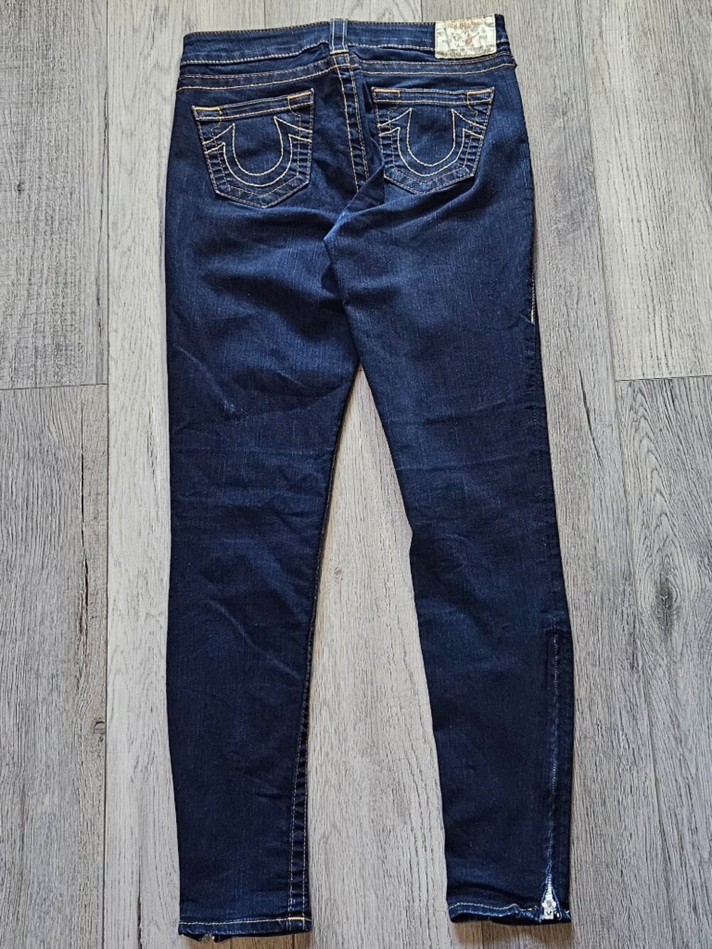 True Religion Womens Size 28 Tara Ankle Zip Skinny Jeans Dark Indigo Made in USA